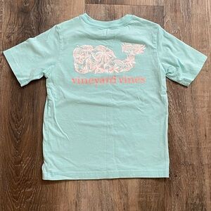 Vineyard Vines Blue Pocket Tee with Orange Logo